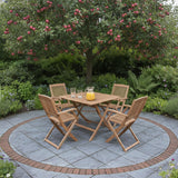 London FSC Acacia 4 Seater Square Folding Set with London Folding Armchairs
