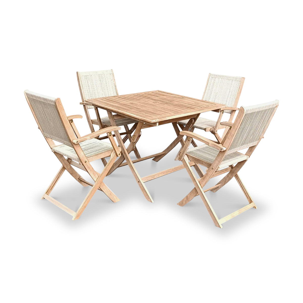 FSC 1 London 90cm Square Folding Bistro Set w 2 Folding Armchairs from Roseland Furniture