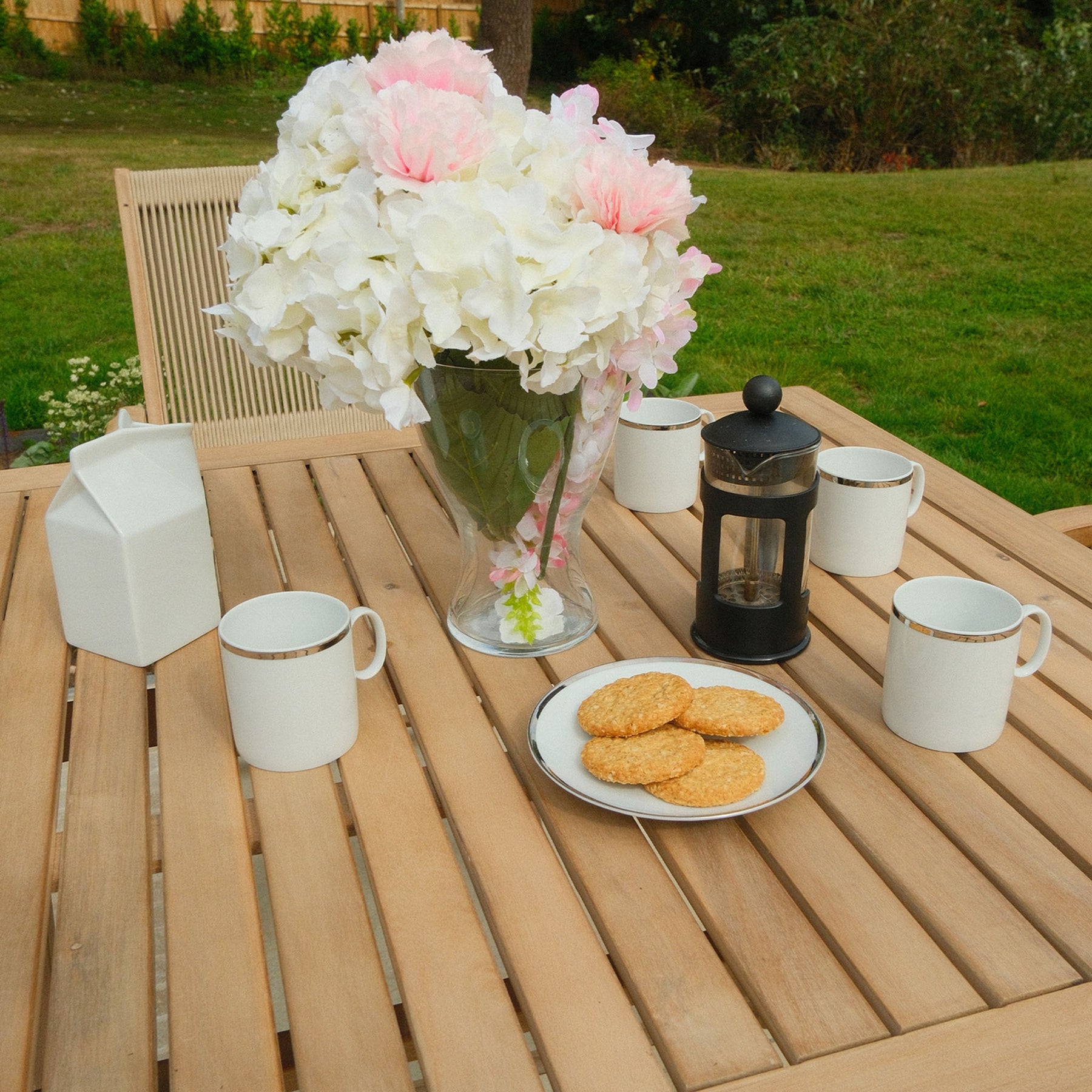 FSC 1 London 90cm Square Folding Bistro Set w 2 Folding Armchairs from Roseland Furniture