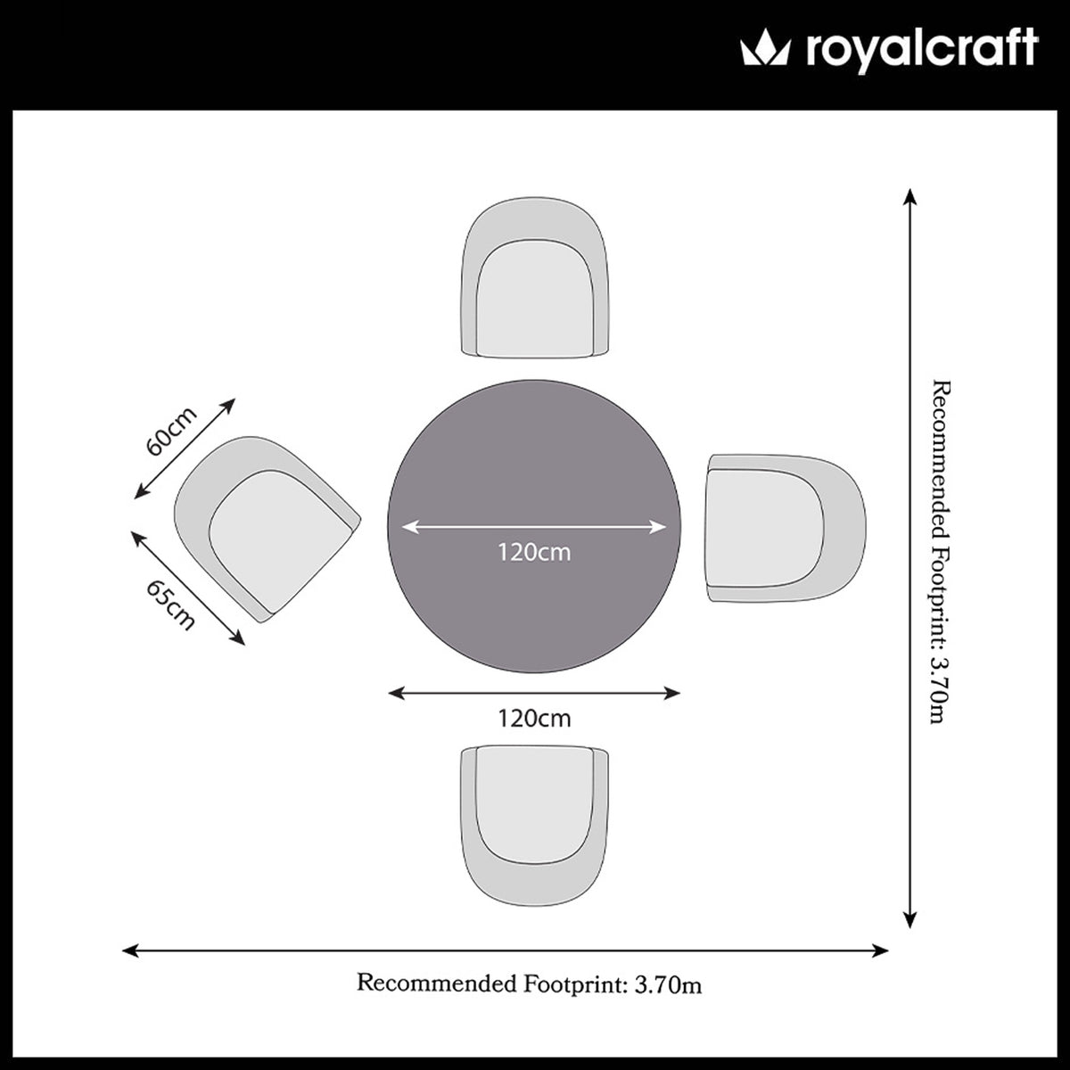 FSC 1 Luna 120cm Round table w 4 Sol Dining Chairs from Roseland Furniture