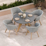 FSC 1 Luna 120cm Round table w 4 Sol Dining Chairs from Roseland Furniture