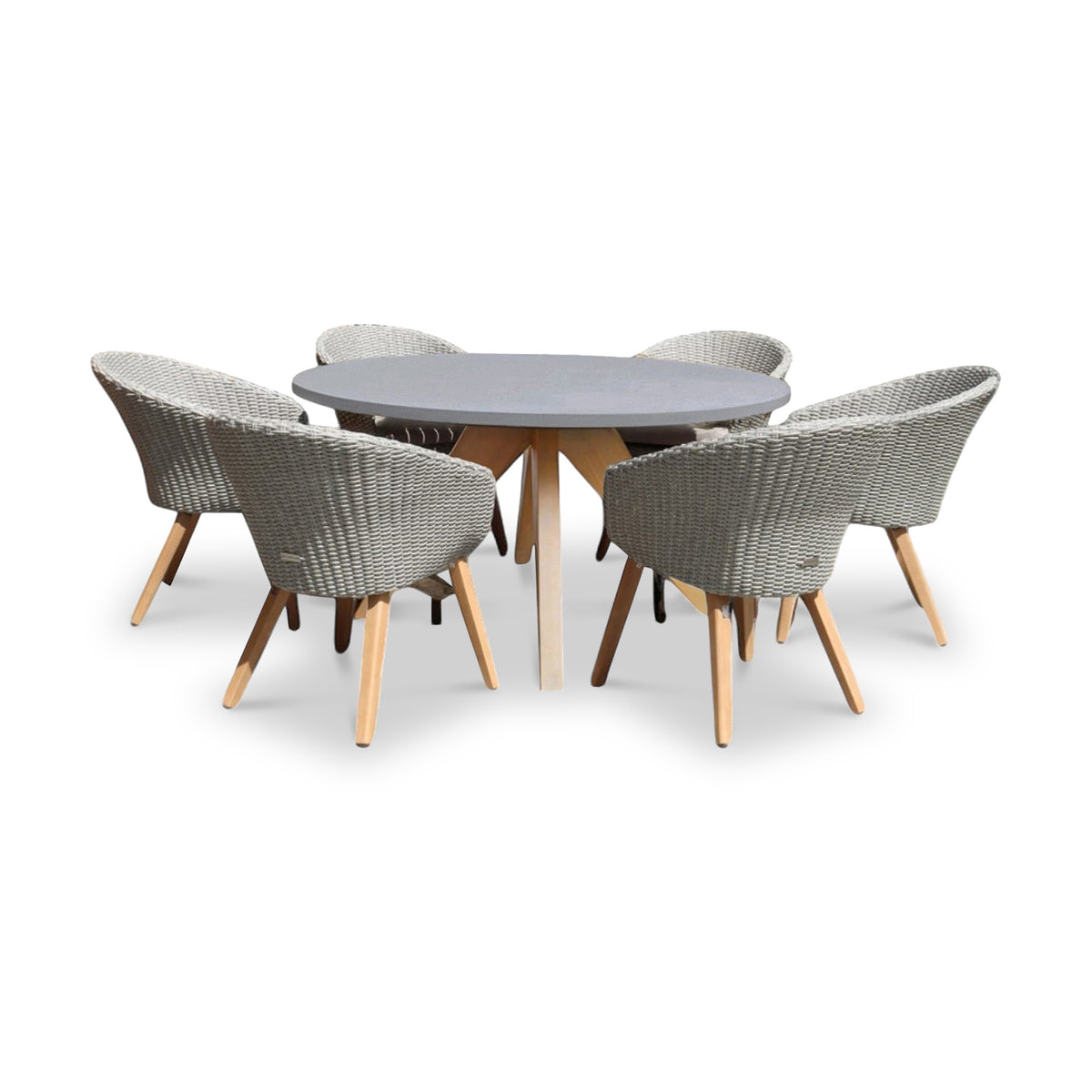 FSC 1 Luna 150cm Round table w 6 Sol Dining Chairs from Roseland Furniture
