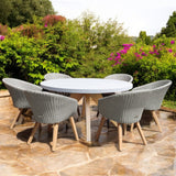 FSC 1 Luna 150cm Round table w 6 Sol Dining Chairs from Roseland Furniture