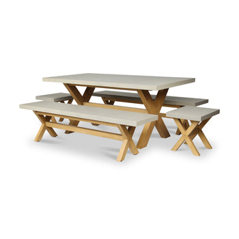 Luna 180x90cm Rectangular Concrete Table And Bench Set