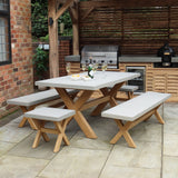 Luna Rectangular Concrete Bench Set from Roseland Furniture