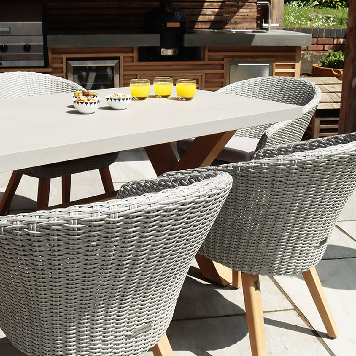 FSC 1 Luna 180x90cm Rectangular table w 6 Sol Dining Chairs Close1 from Roseland Furniture