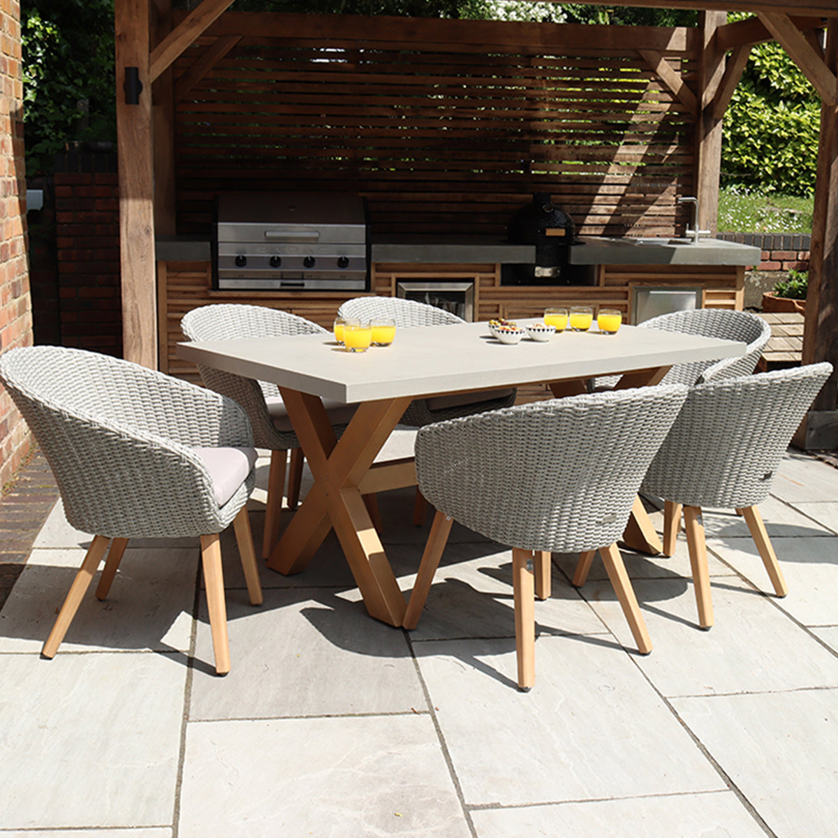 FSC 1 Luna 180x90cm Rectangular table w 6 Sol Dining Chairs Close1 from Roseland Furniture