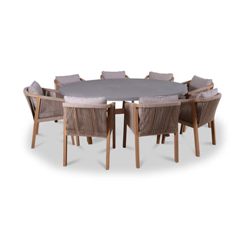 Luna 200x145cm Ellipse Concrete Table With 8 Roma Dining Chairs