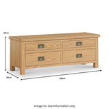 Lanner Oak 4 Drawer Low Storage Chest dimensions