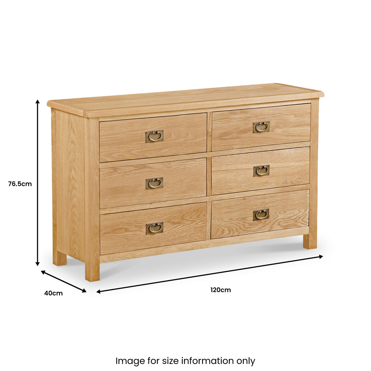 Lanner Oak 6 Drawer Large Chest of Drawers by Roseland Furniture