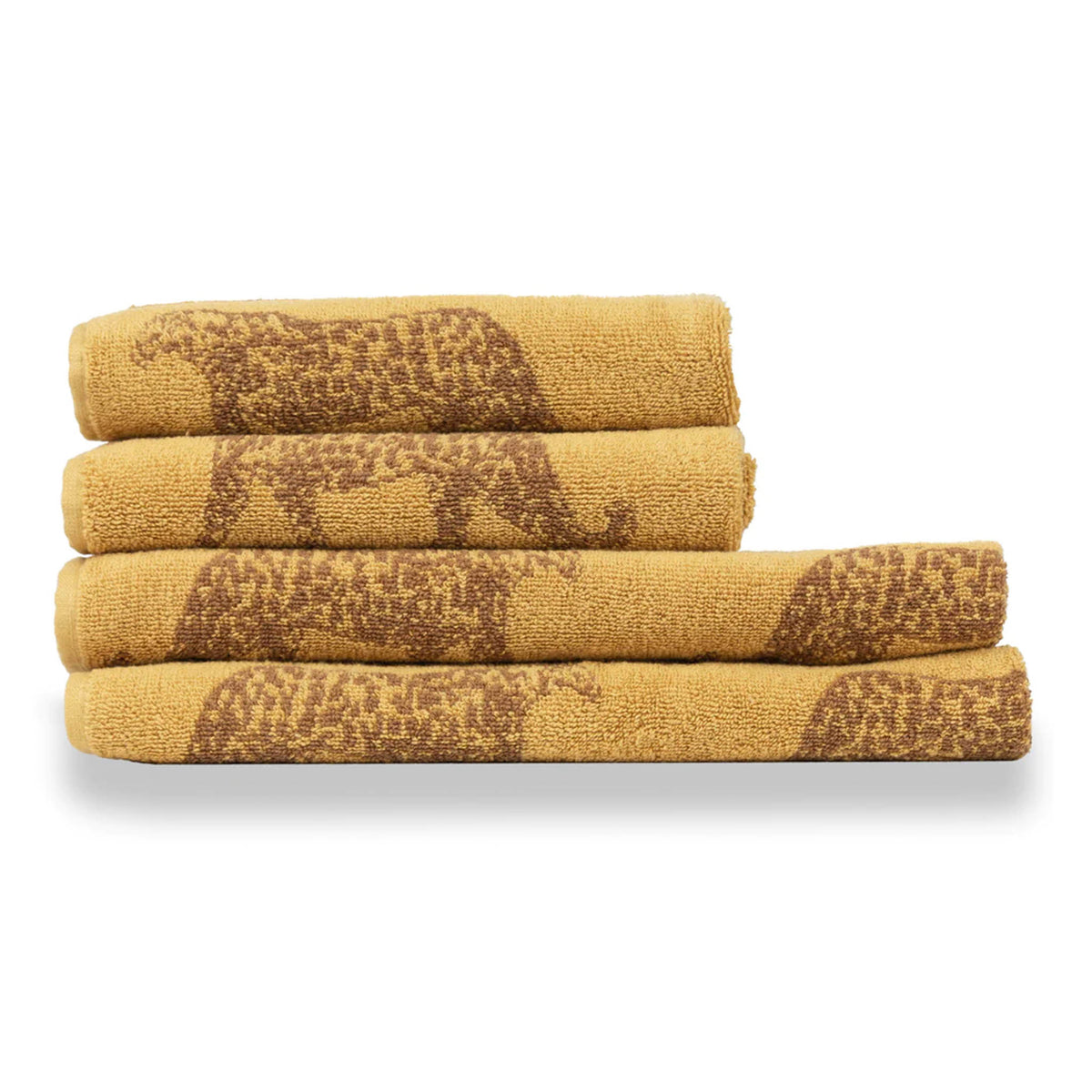 Leopard Repeat Gold Cotton Hand / Bath Towel