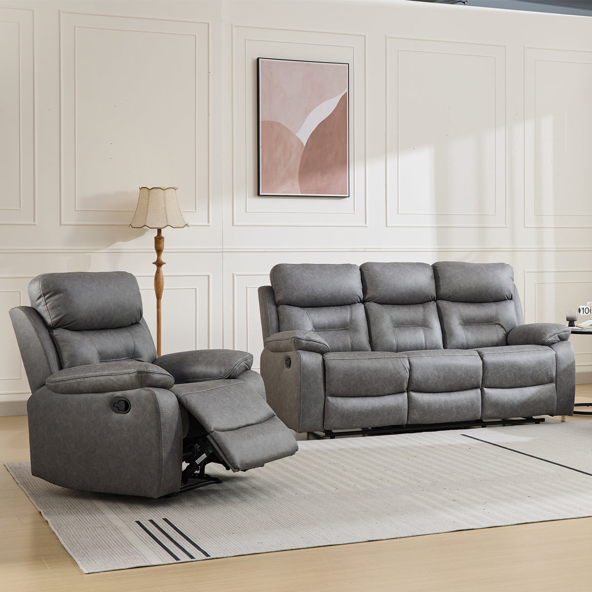 Lewisham Recliner Armchair Grey Angle1 from Roseland Furniture
