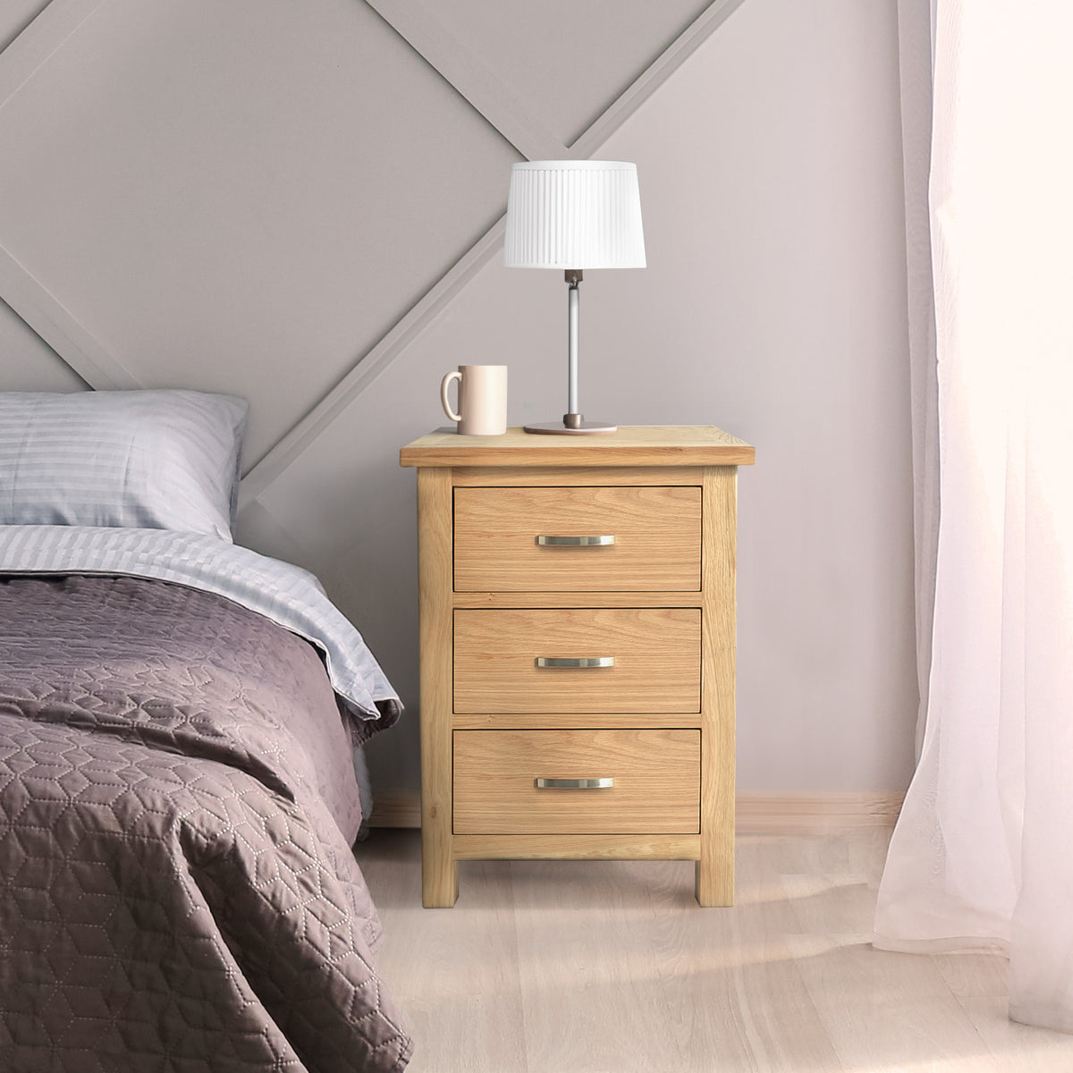 London Oak Bedside Chest by Roseland Furniture