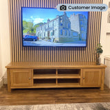 London Oak 180cm Extra Wide TV Stand from Roseland Furniture