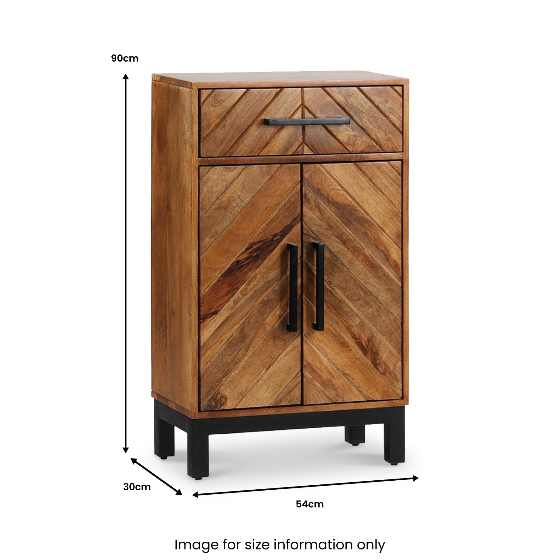 Loric Parquet Mango Wood Mini Sideboard dimensions