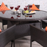 Malaga 6 Seat Deluxe Stacking 110cm Rattan Dining Set from Roseland Furniture