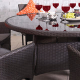 Malaga 6 Seat Deluxe Stacking 110cm Rattan Dining Set from Roseland Furniture