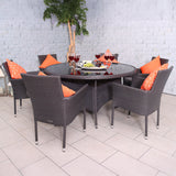 Malaga 6 Seat Deluxe Stacking 110cm Rattan Dining Set from Roseland Furniture