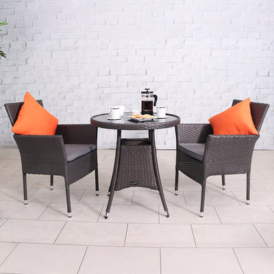 Malaga 2 Seat Deluxe Stacking Rattan Bistro Set