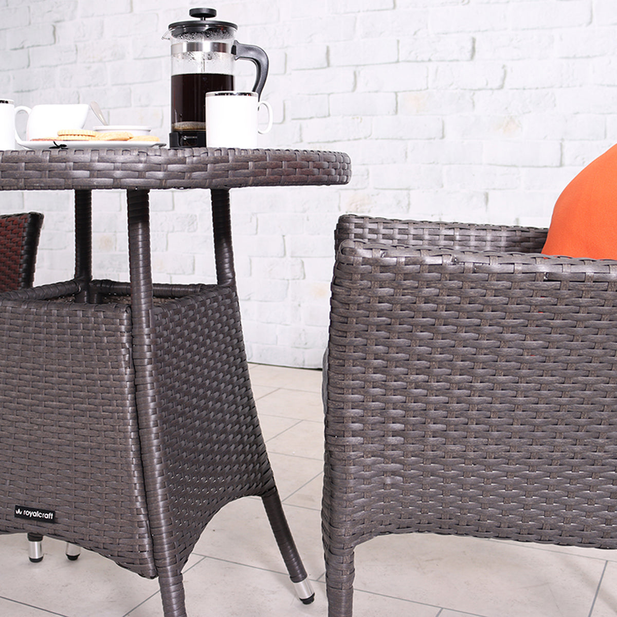Malaga 2 Seat Deluxe Stacking Rattan Bistro Set from Roseland Furniture