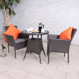 Malaga 2 Seat Deluxe Stacking Rattan Bistro Set from Roseland Furniture