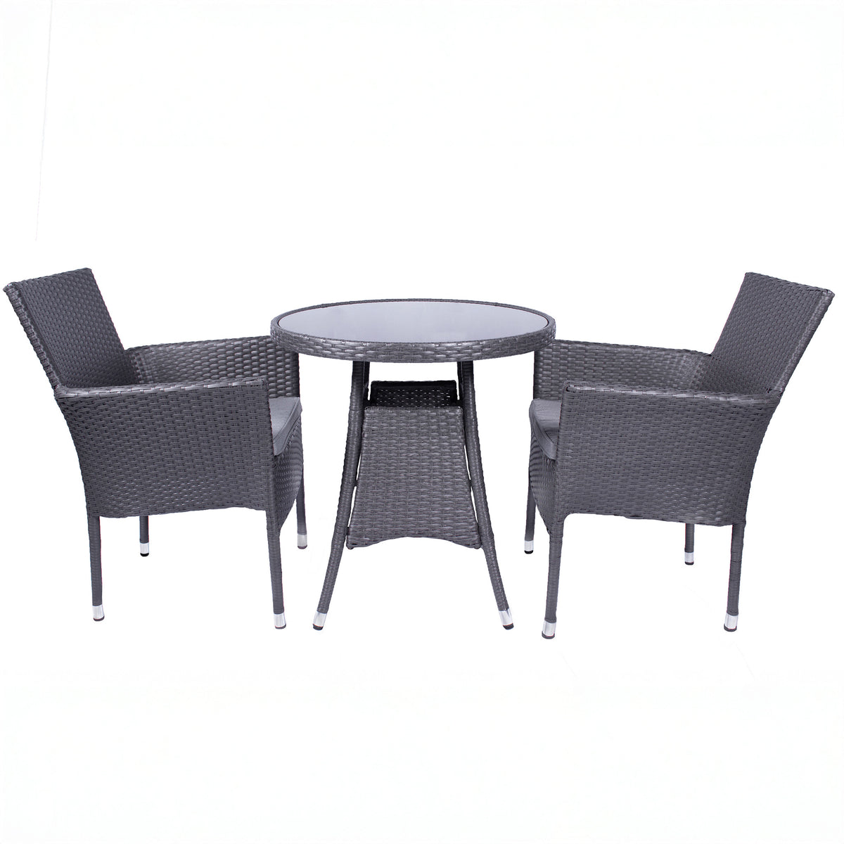 Malaga 2 Seat Deluxe Stacking Rattan Bistro Set from Roseland Furniture