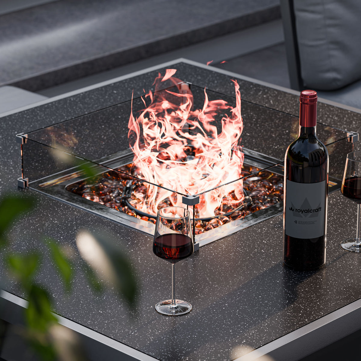 Mayfair 120cm Corner Fire Pit Table Garden Lounge Set