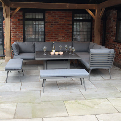 Mayfair 120cm Corner Fire Pit Table Garden Lounge Set