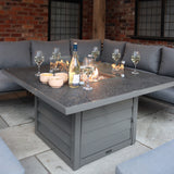Mayfair 120cm Outdoor Corner Fire Pit Table Garden Lounge Set Grey from Roseland Furniture