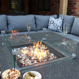 Mayfair 120cm Outdoor Corner Fire Pit Table Garden Lounge Set Grey from Roseland Furniture