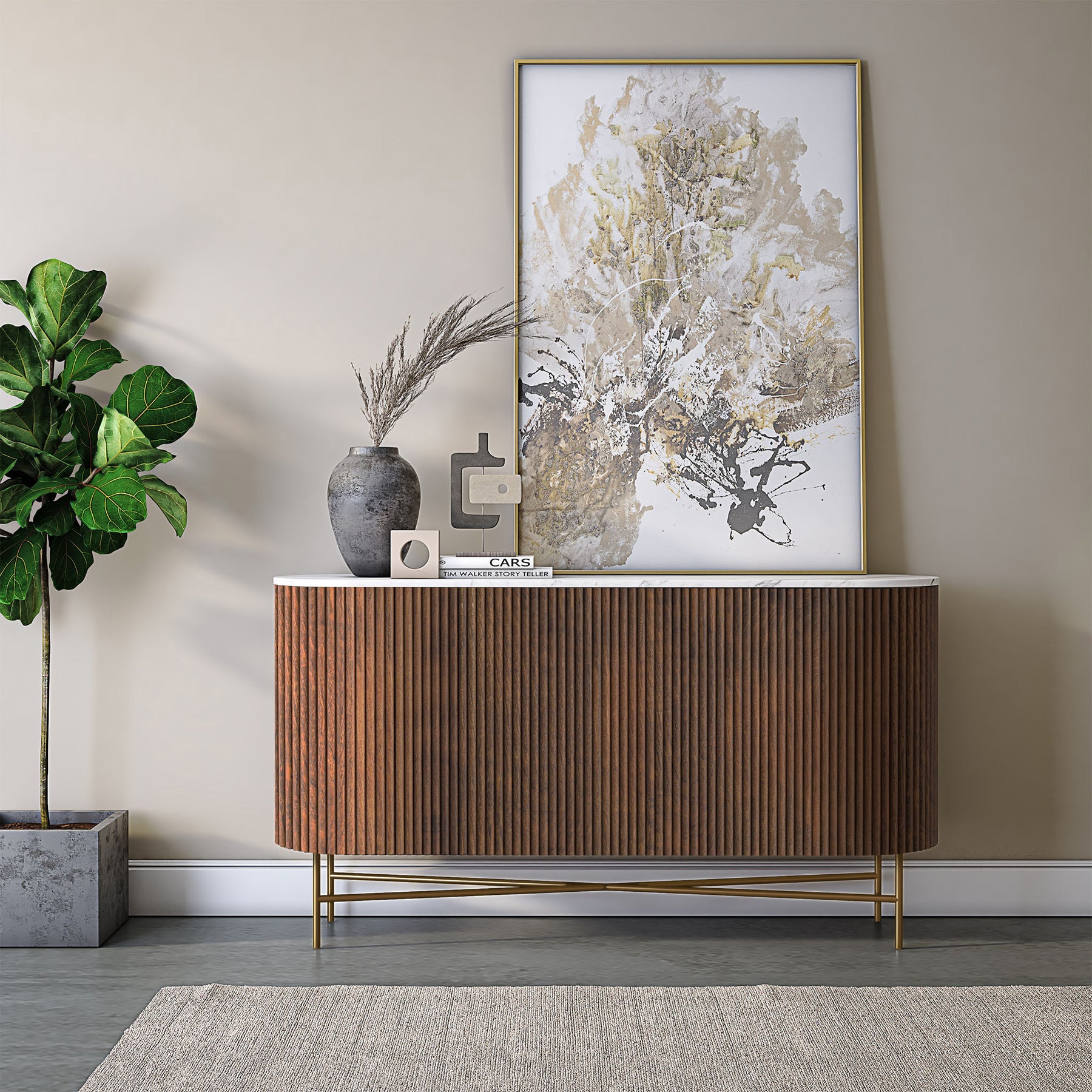 Milo Mango Marble Fluted Sideboard from Roseland Furniture