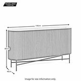 Milo Matt Black Mango & Marble Fluted Sideboard by Roseland Furniture - size guide