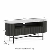 Milo Matt Black Mango & Marble Fluted TV Media Unit by Roseland Furniture Size Guide