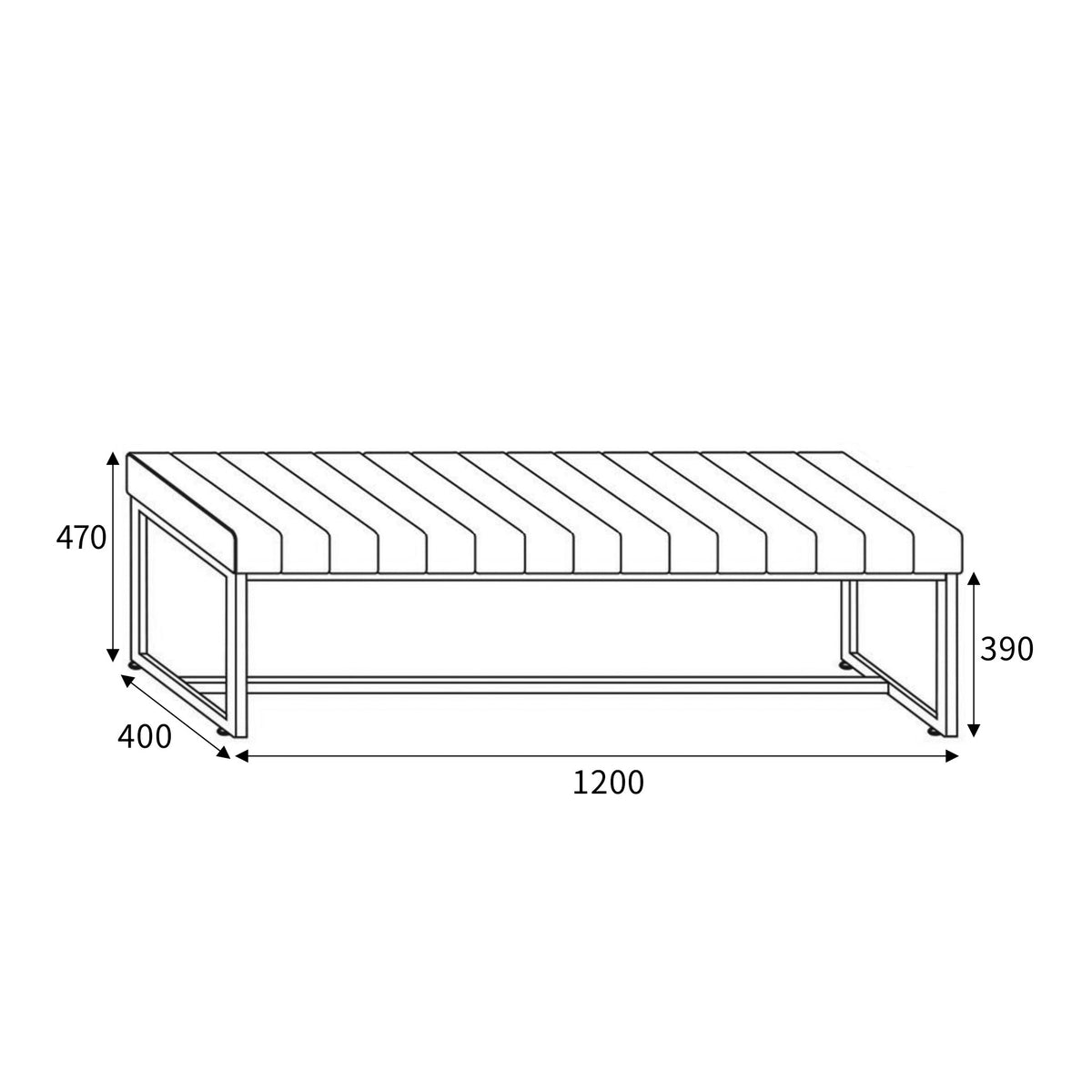 Maelis Grey Faux Leather Dining Bench dimensions