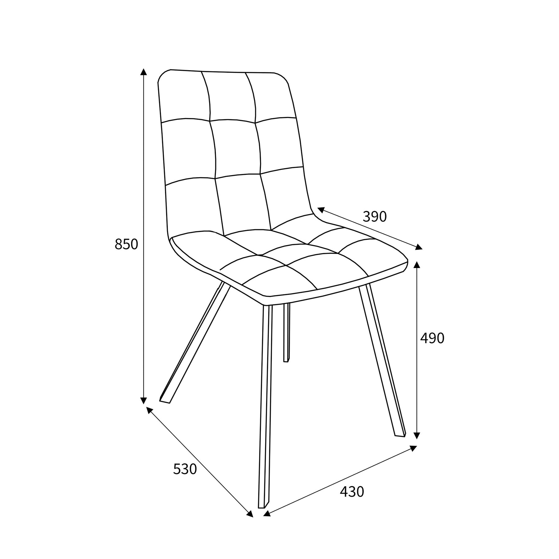 Meryn Bronze Brushed Velvet Dining Chair dimensions