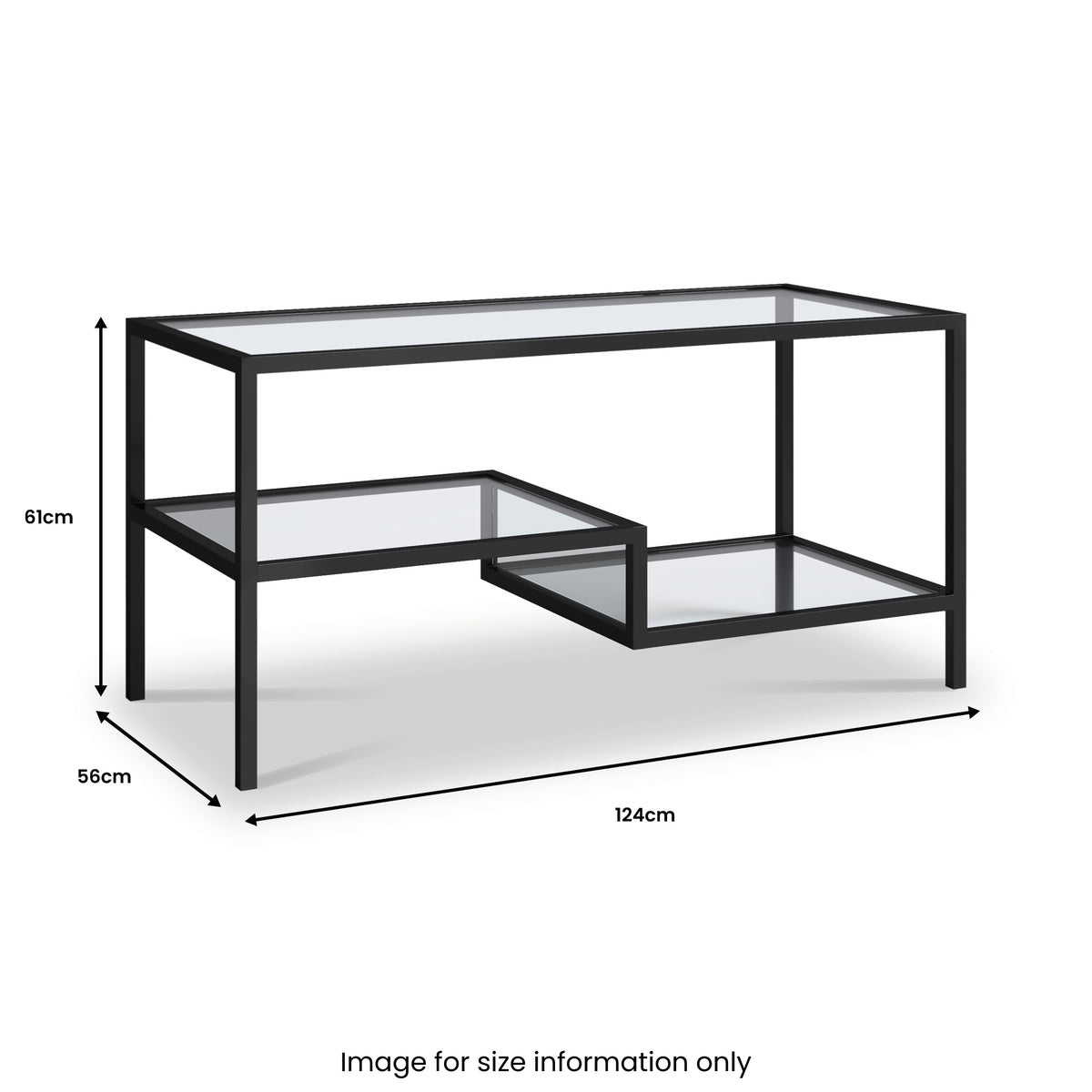 Miguel Iron 3 Tier Coffee Table dimensions
