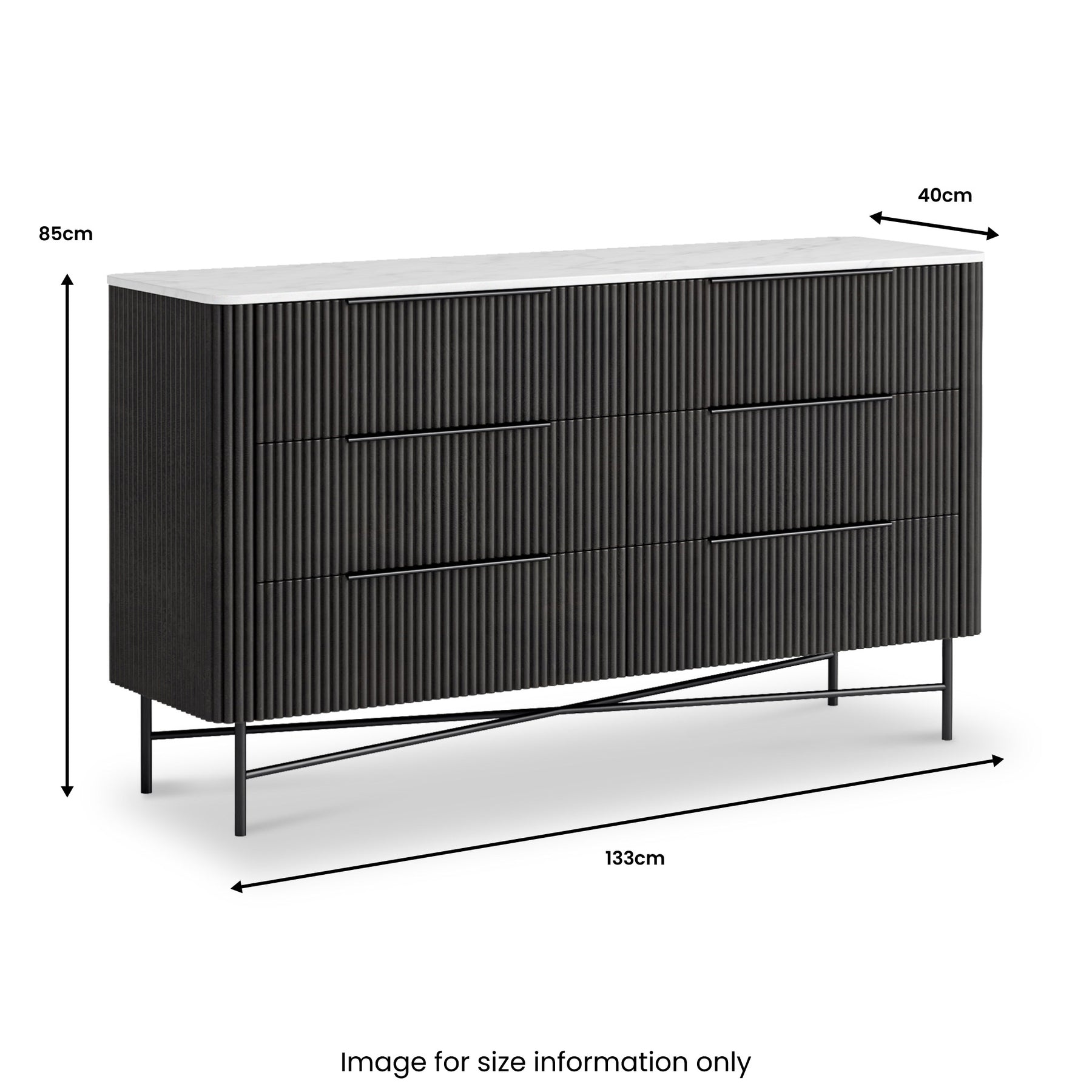 Milo Mango & Marble 6 Drawer Chest dimensions