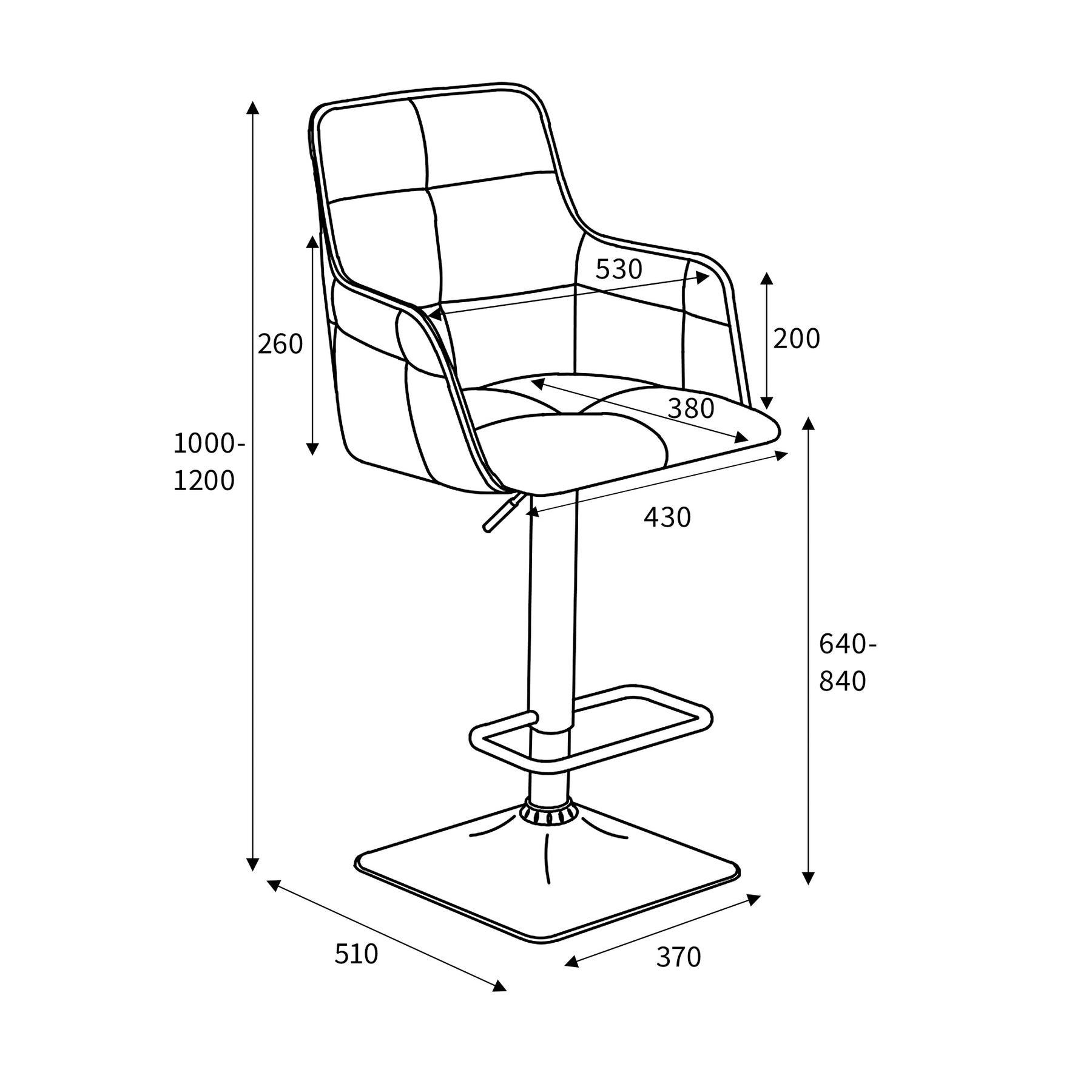 Morwyn Faux Suede Bar Stool dimensions
