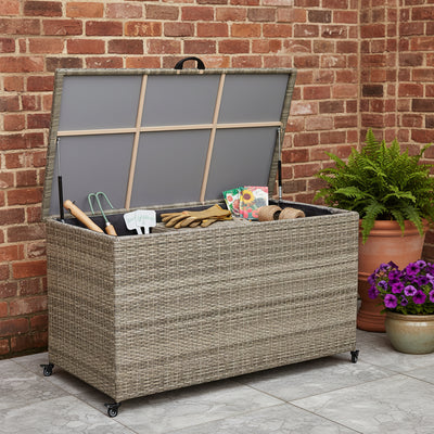Natural Weave 510L Cushion Storage Box with Gas Lift