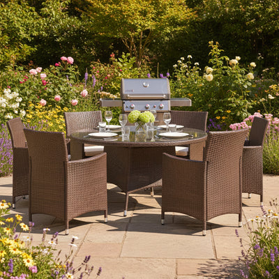 Vada 140cm 6 Seat Rattan Round Dining Set