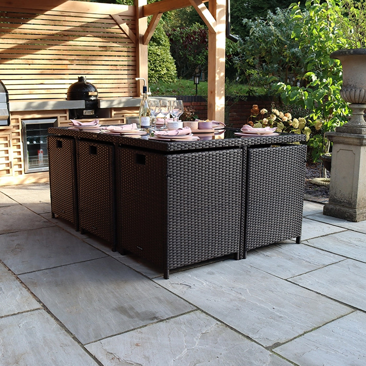 Vada 6 Seat Rattan Cube Set Brown from Roseland Furniture