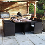 Vada 6 Seat Rattan Cube Set Brown from Roseland Furniture