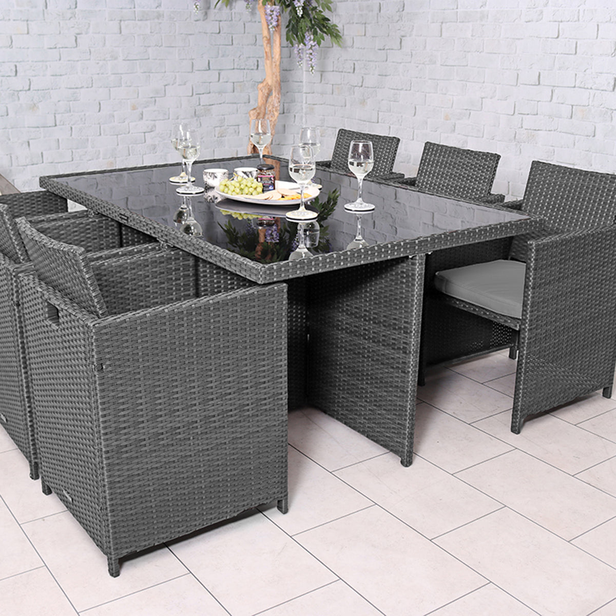 Vada Grey 6 Seat Rattan Cube Set - Packed away