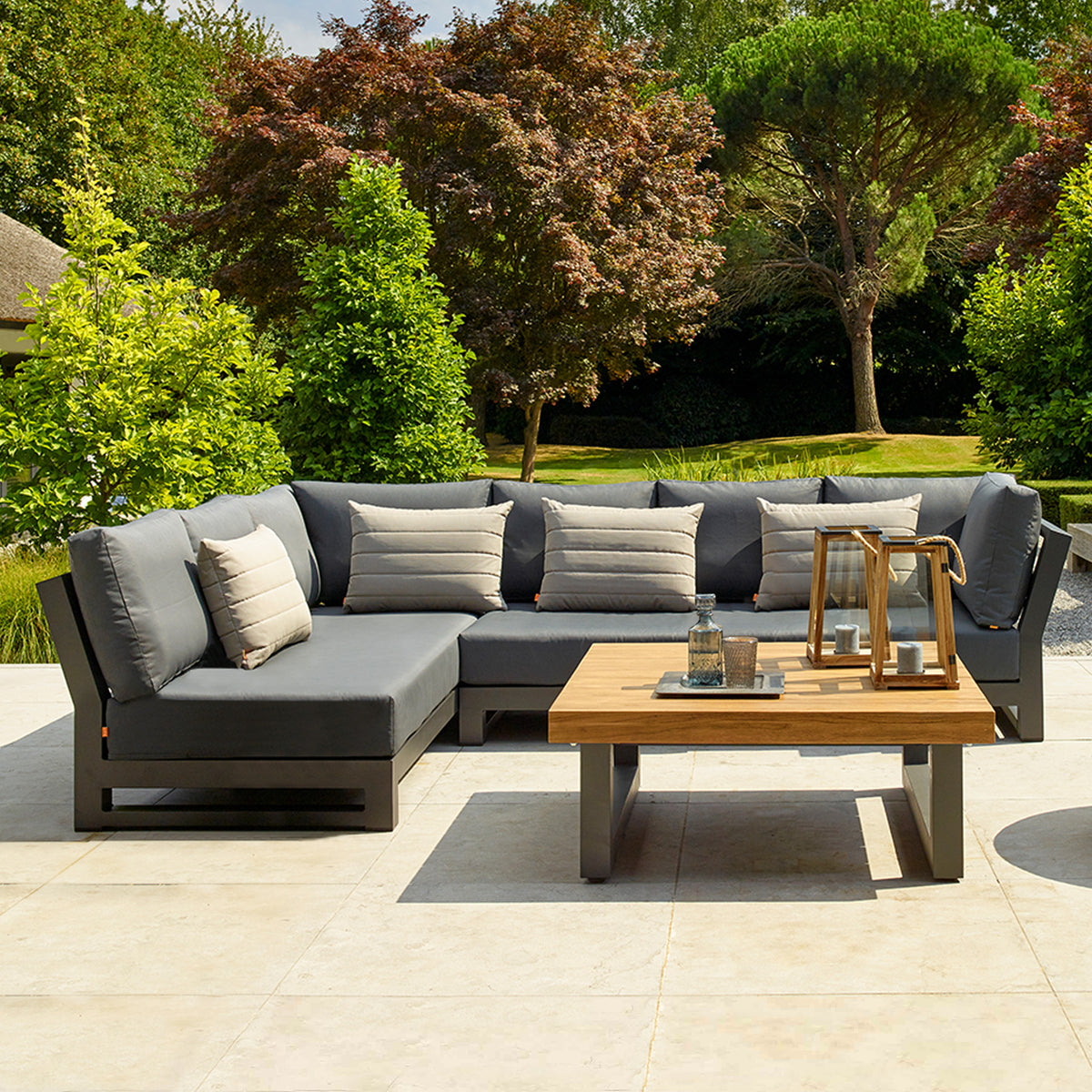 LIFE Nevada Corner Lounge Set with Teak Coffee Table