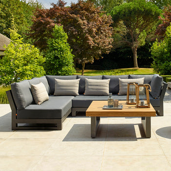 LIFE Nevada Corner Lounge Set with Teak Coffee Table