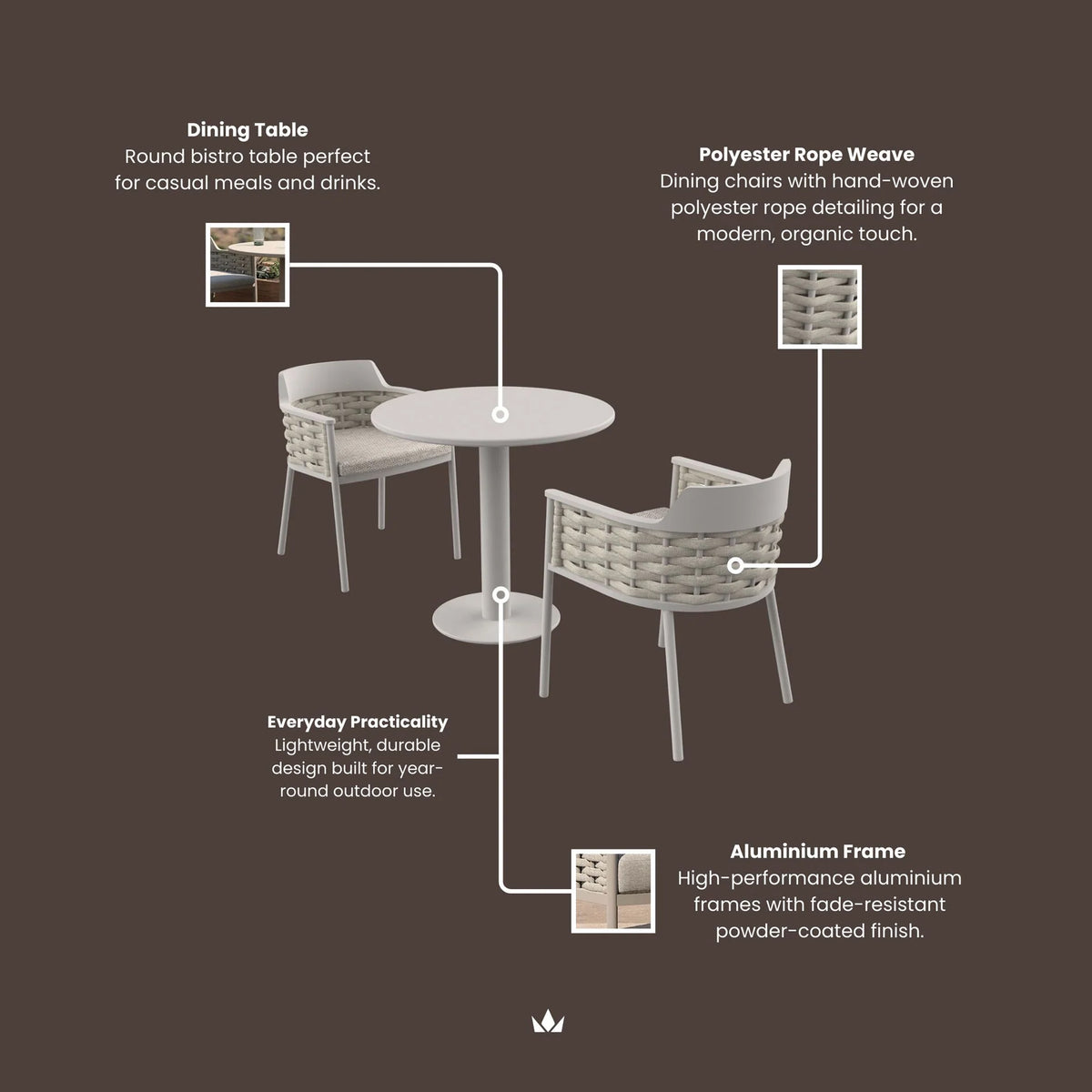 Olma 2 Seater Bistro Set from Roseland Furniture