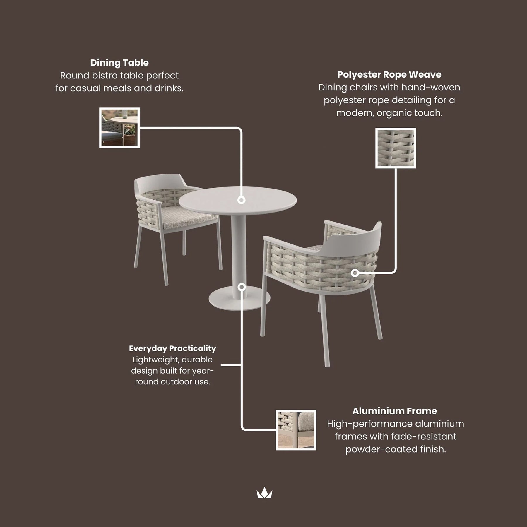 Olma 2 Seater Bistro Set from Roseland Furniture