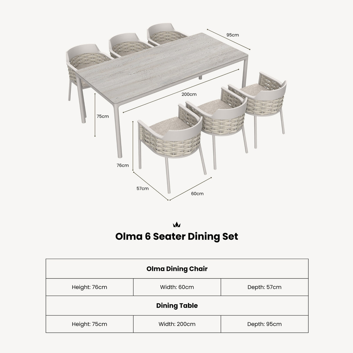 Olma 6 Seater Dining Table Chairs from Roseland Furniture