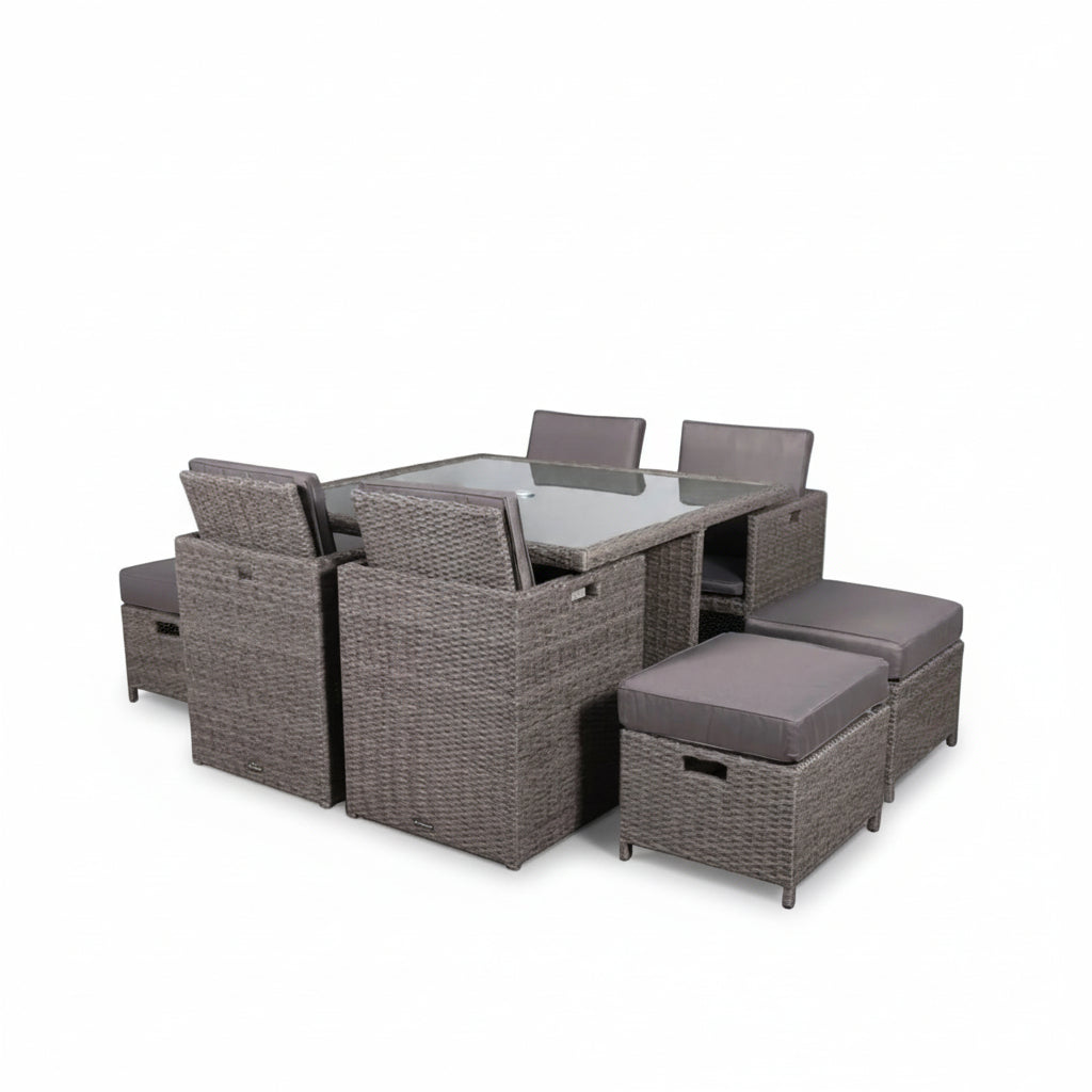 Paris 8 Seat Deluxe Rattan Cube Outdoor Dining Set