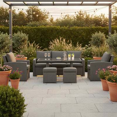 Paris Rattan Seven Seater Deluxe Sofa Dining Set